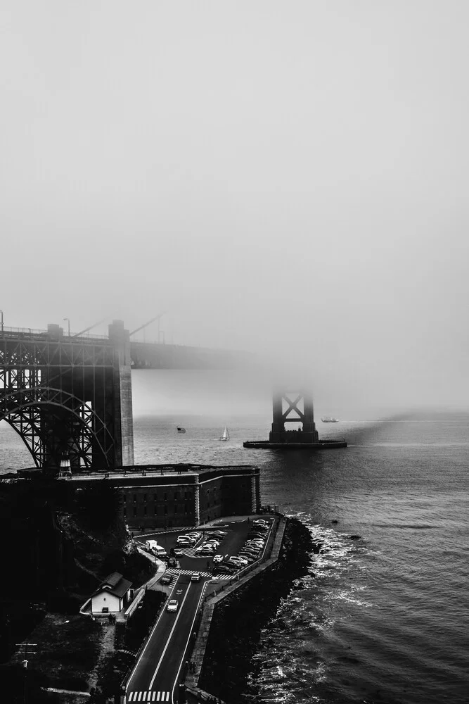 Golden Gate Bridge in Schwarz-Weiß von Sebastian Trägner