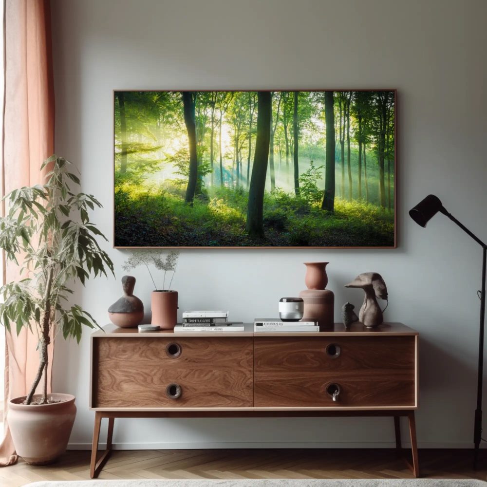 Sonnenstrahlen im Wald - Fotokunst von Martin Wasilewski