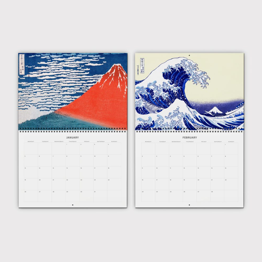 Hokusai Klappkalender 2026 – Wandkalender mit viel Platz für Notizen