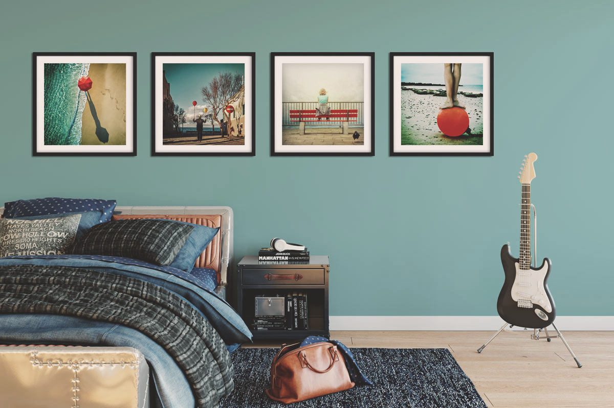 Bed room art by Ambra: Framed posters with a passe-partout