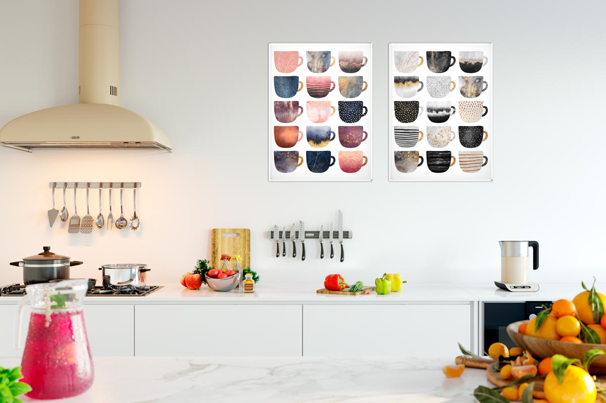 Pretty Coffee Cups van Elisabeth Fredriksson - Acrylglaskaschierung für die Küche